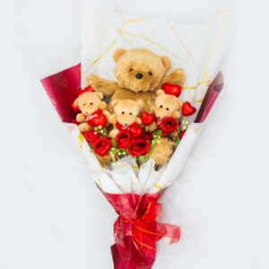 Golden Teddies with Chocolate Hearts